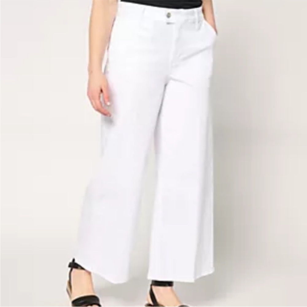 NYDJ High Rise Mona Wide-Leg Ankle Trouser Optic White Women Sz 4 Stretch Pants - Picture 1 of 11